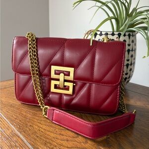 Elegant Red Quilted Chain Bag
